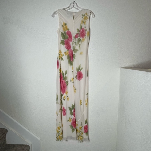 Ann Taylor 100% Silk Maxi Floral Sleeveless Dress w/ Shawl Y2K Sz 6 Multicolor - Picture 4 of 13